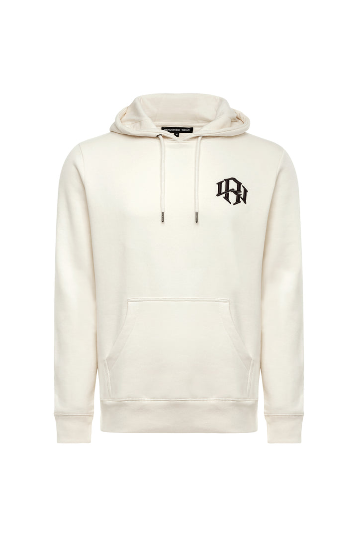 Cream Colored Premium 400gsm Heavyweight Hoodie by RENOWNED WEAR with 3D Embroidery.